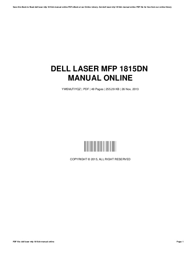 Dell laser mfp 1815dn toner